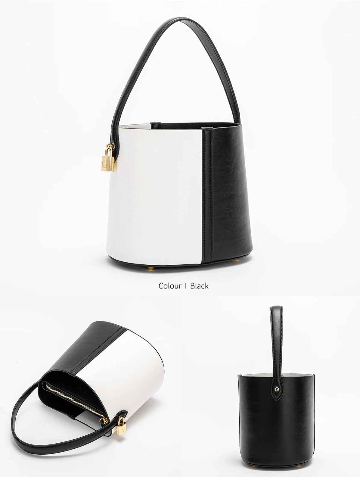 CHCH Two-tone Leather Bucket Handbag