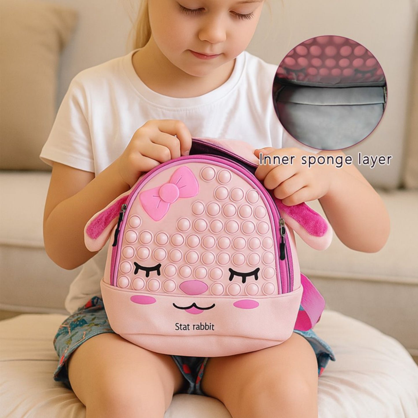 Cute Animal Pop It Fidget Silicone Kids Backpack