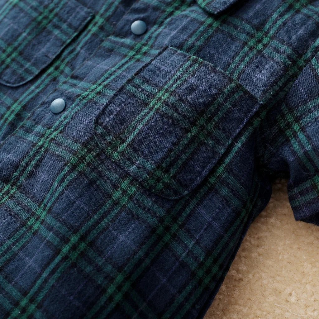 Baby Boy Plaid Gentleman Romper with Bow Tie - itzy bitsy