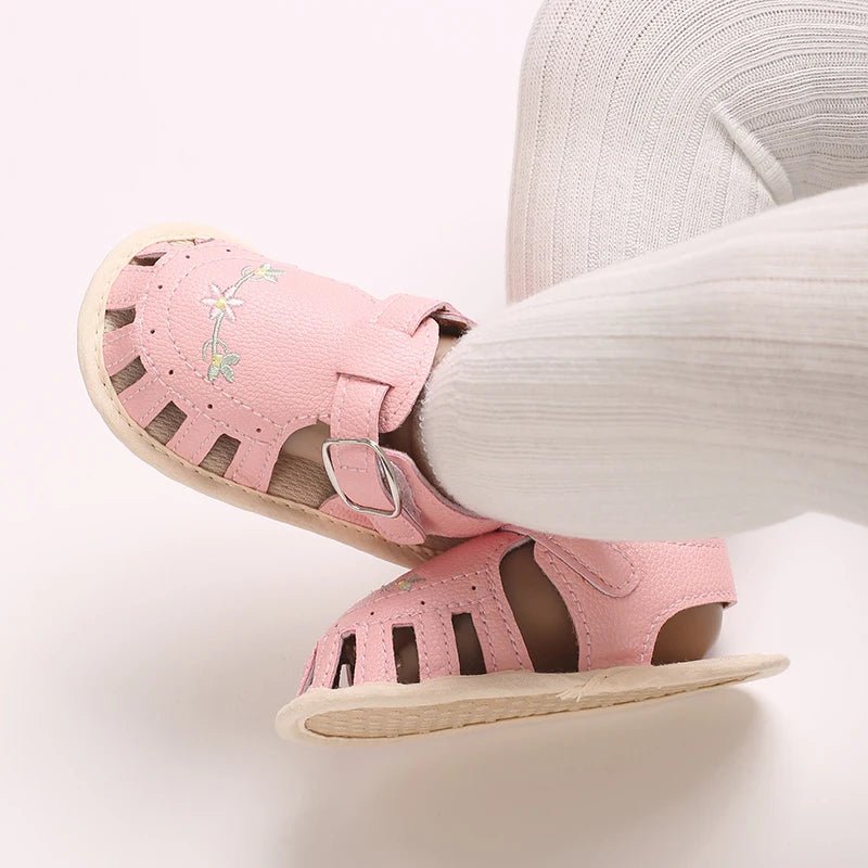 Baby Embroidered Flower Lightweight Sandals - itzy bitsy