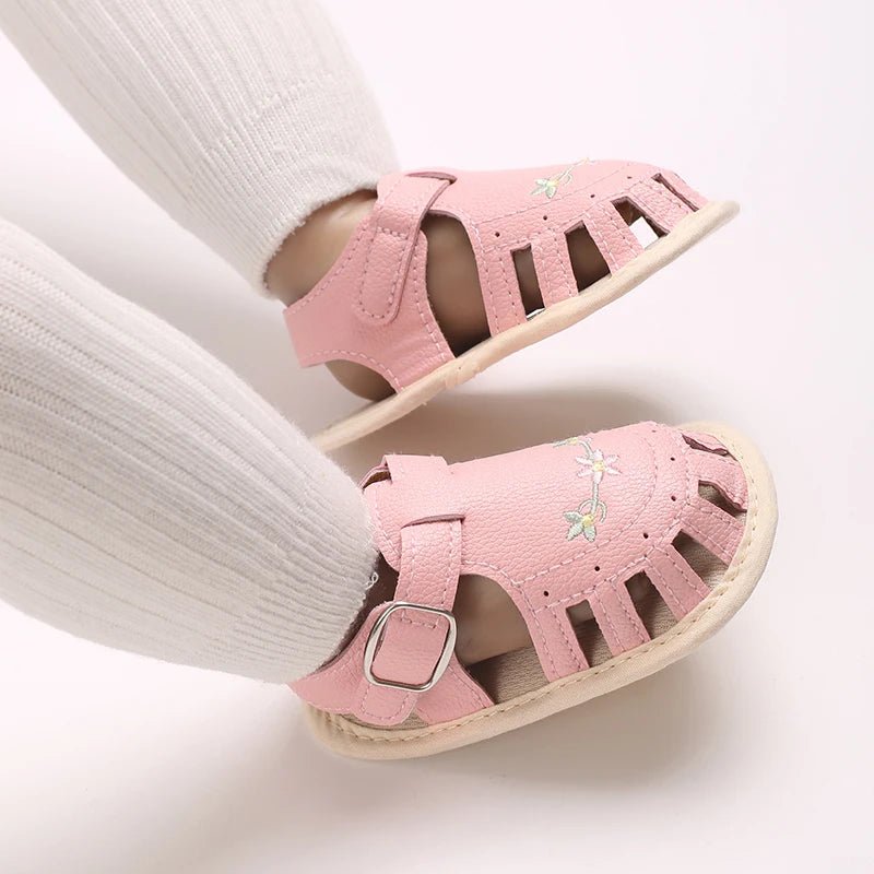 Baby Embroidered Flower Lightweight Sandals - itzy bitsy