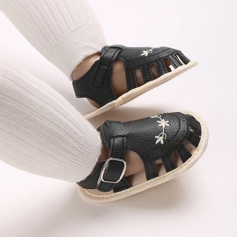 Baby Embroidered Flower Lightweight Sandals - itzy bitsy