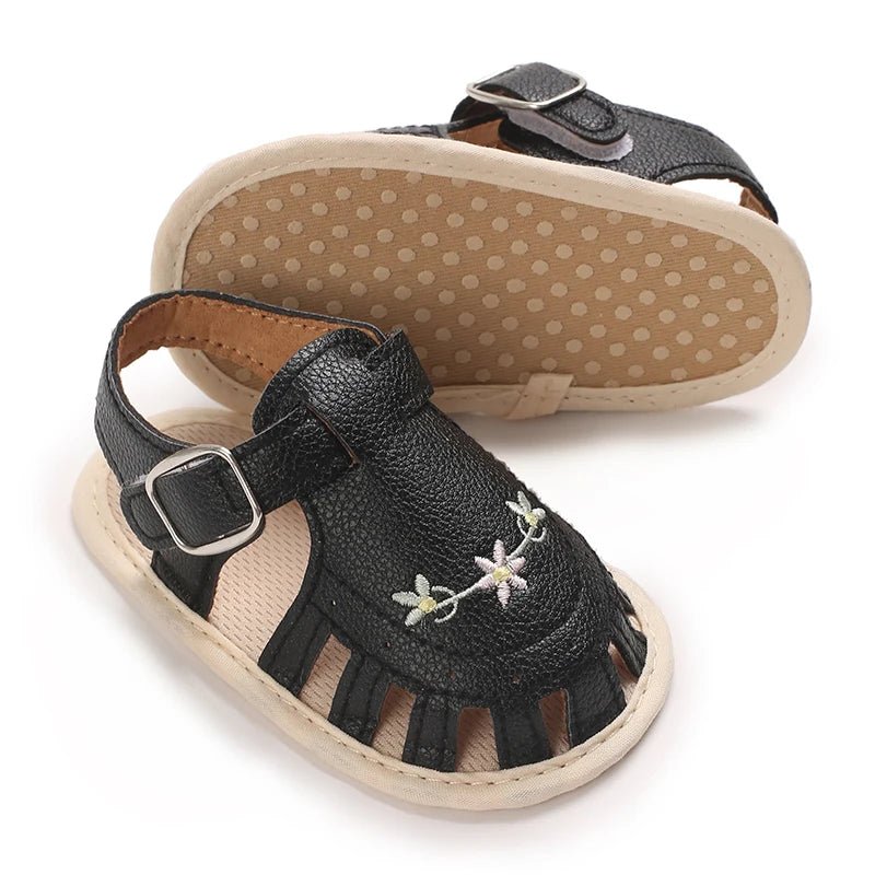 Baby Embroidered Flower Lightweight Sandals - itzy bitsy
