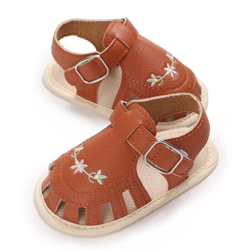 Baby Embroidered Flower Lightweight Sandals - itzy bitsy