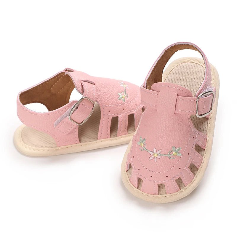 Baby Embroidered Flower Lightweight Sandals - itzy bitsy