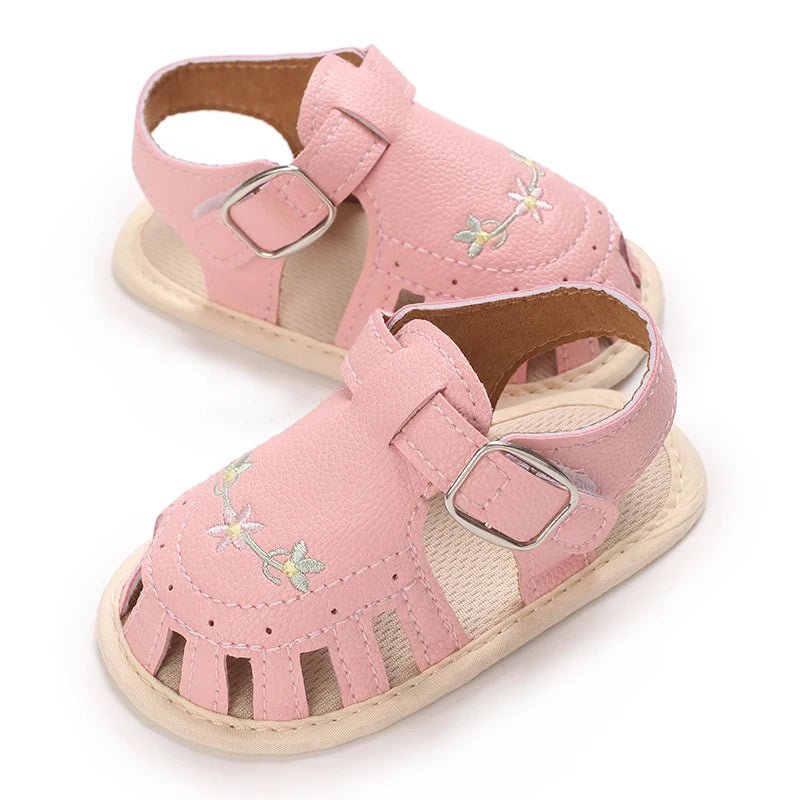 Baby Embroidered Flower Lightweight Sandals - itzy bitsy
