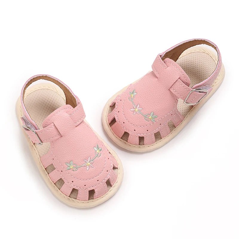 Baby Embroidered Flower Lightweight Sandals - itzy bitsy