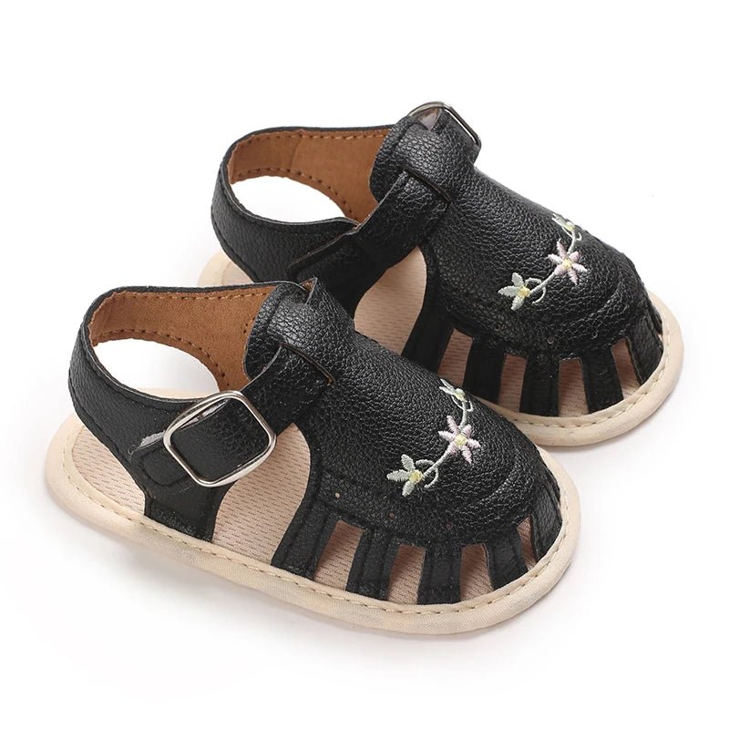 Baby Embroidered Flower Lightweight Sandals - itzy bitsy