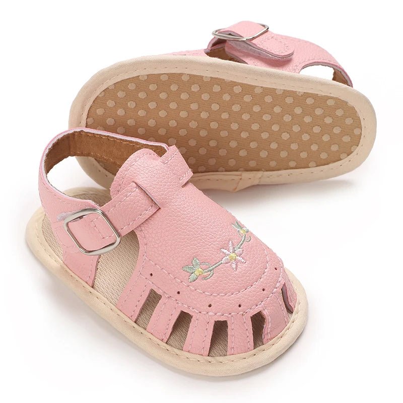 Baby Embroidered Flower Lightweight Sandals - itzy bitsy