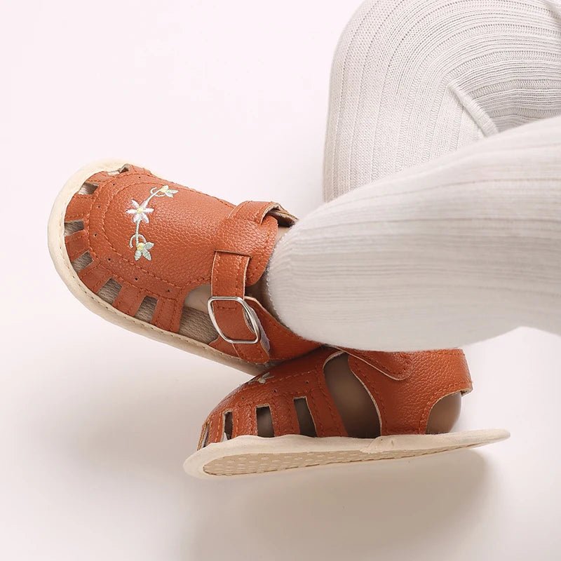 Baby Embroidered Flower Lightweight Sandals - itzy bitsy
