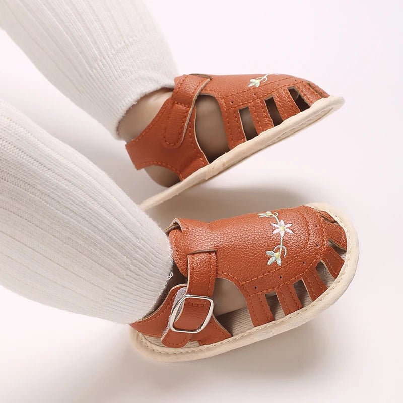 Baby Embroidered Flower Lightweight Sandals - itzy bitsy