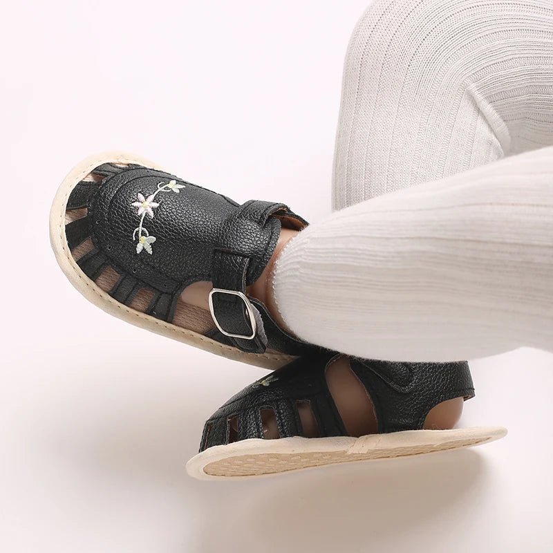 Baby Embroidered Flower Lightweight Sandals - itzy bitsy