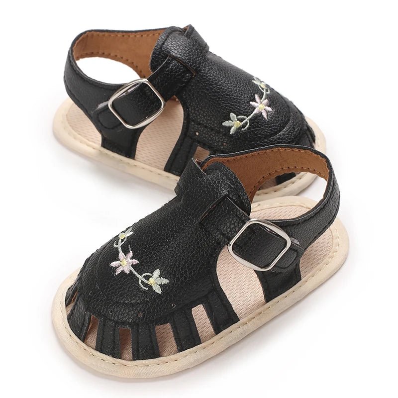 Baby Embroidered Flower Lightweight Sandals - itzy bitsy
