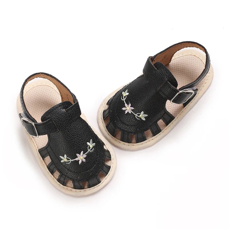 Baby Embroidered Flower Lightweight Sandals - itzy bitsy