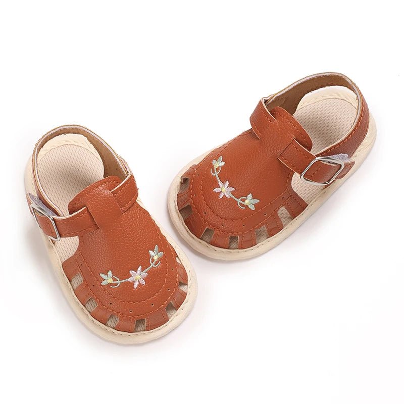 Baby Embroidered Flower Lightweight Sandals - itzy bitsy