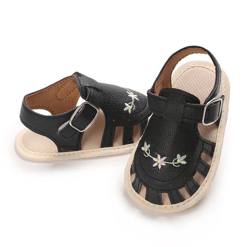 Baby Embroidered Flower Lightweight Sandals - itzy bitsy