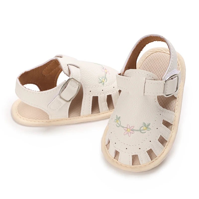 Baby Embroidered Flower Lightweight Sandals - itzy bitsy