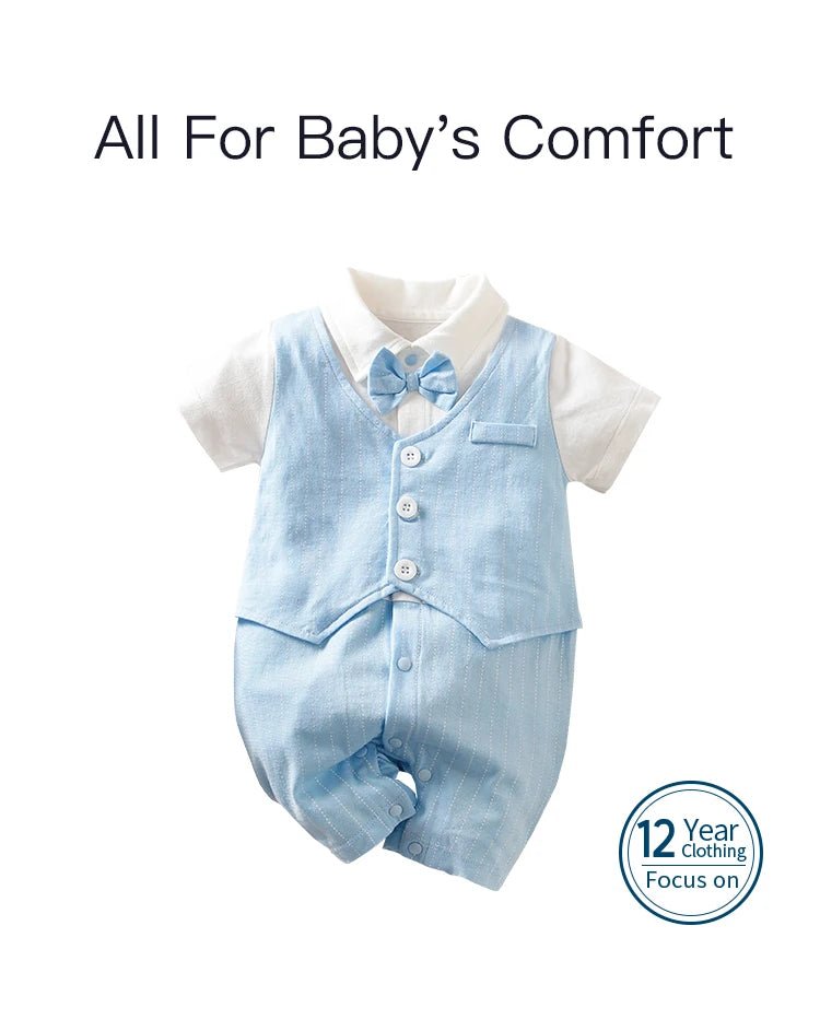 Baby Summer Vest Gentleman Short Sleeve Casual Romper - itzy bitsy