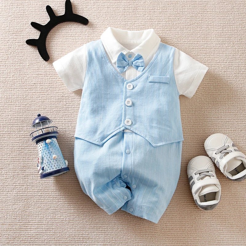 Baby Summer Vest Gentleman Short Sleeve Casual Romper - itzy bitsy