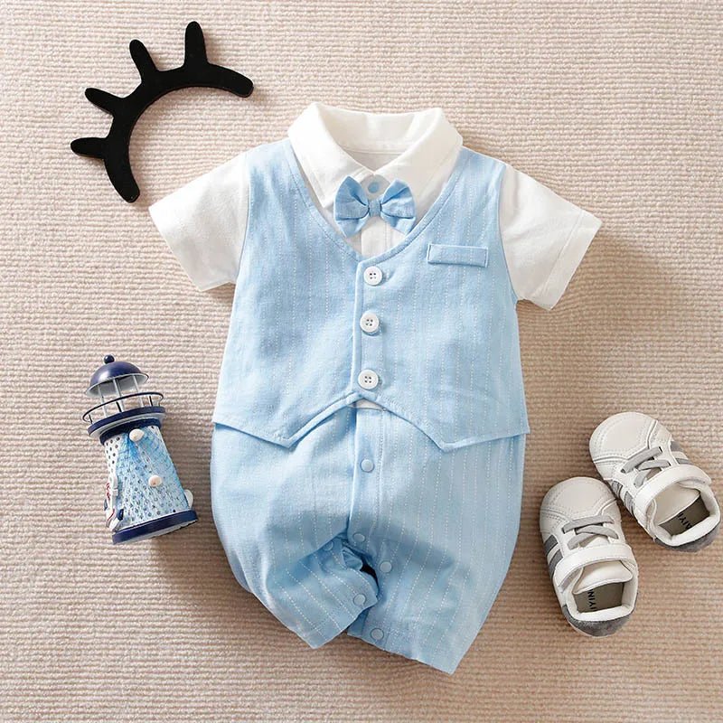 Baby Summer Vest Gentleman Short Sleeve Casual Romper - itzy bitsy
