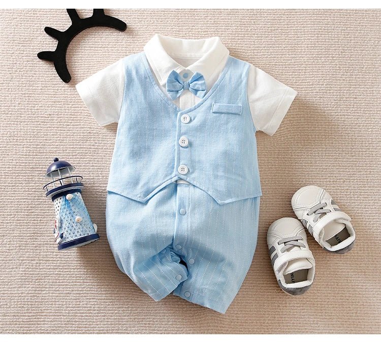 Baby Summer Vest Gentleman Short Sleeve Casual Romper - itzy bitsy
