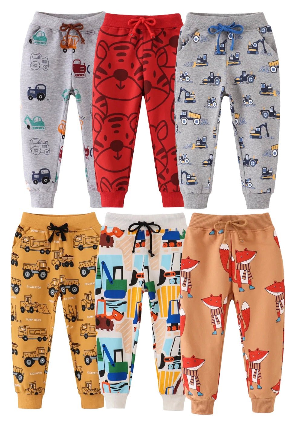 Boys Animals, Vehicle Drawstring Trackpants - itzy bitsy