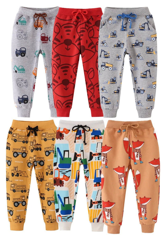 Boys Animals, Vehicle Drawstring Trackpants - itzy bitsy