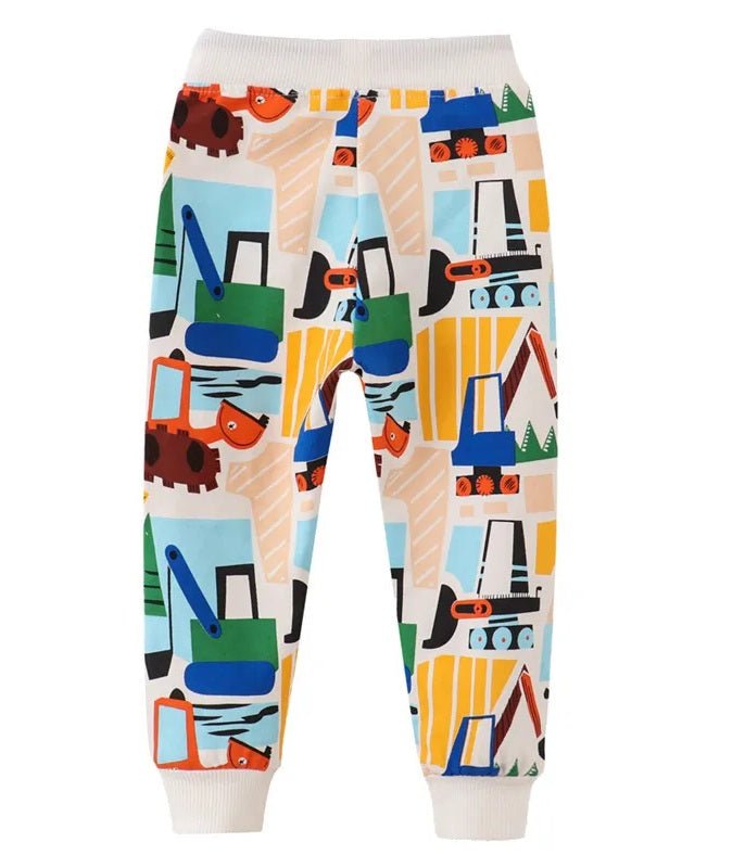 Boys Animals, Vehicle Drawstring Trackpants - itzy bitsy