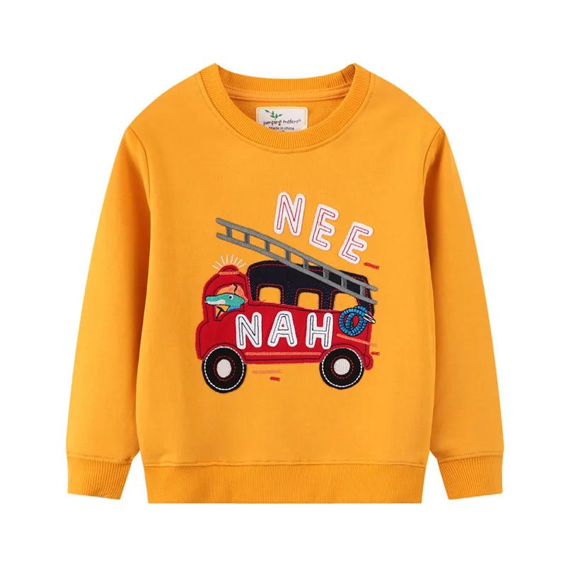 Boys Applique Fire Truck Sweaters - itzy bitsy