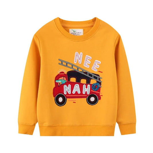 Boys Applique Fire Truck Sweaters - itzy bitsy