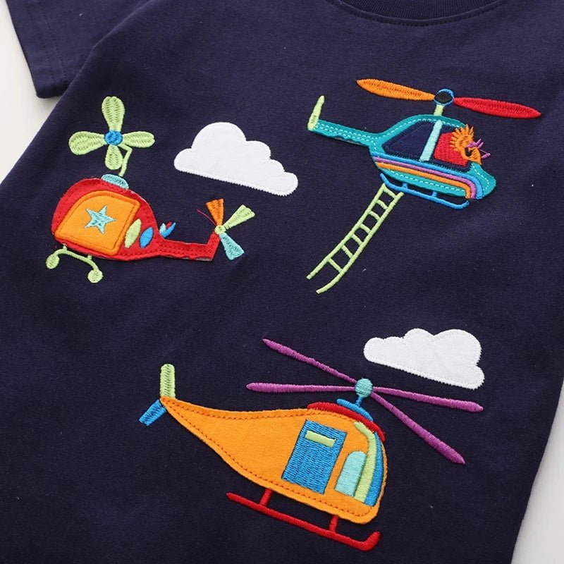 Boys Blue Embroidered Tees - itzy bitsy