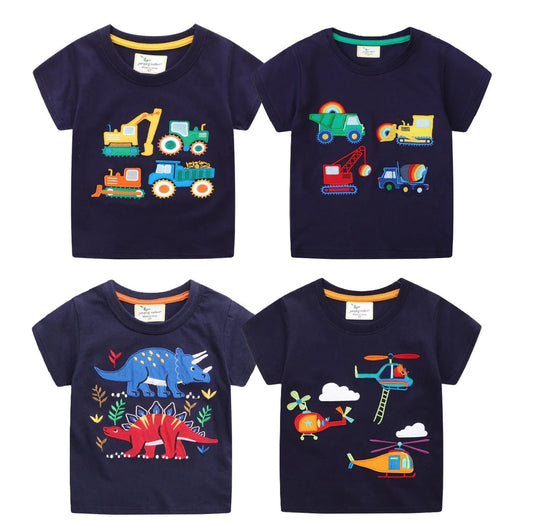 Boys Blue Embroidered Tees - itzy bitsy