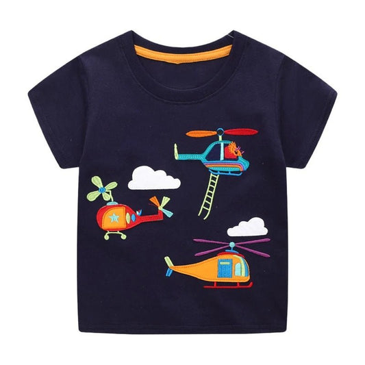 Boys Blue Embroidered Tees - itzy bitsy