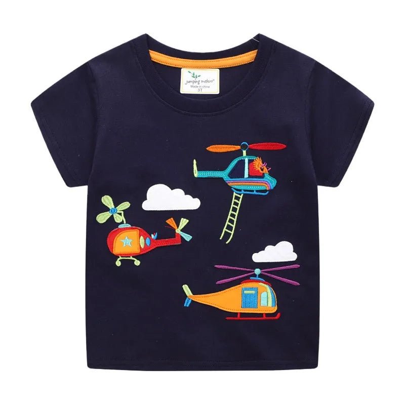 Boys Blue Embroidered Tees - itzy bitsy