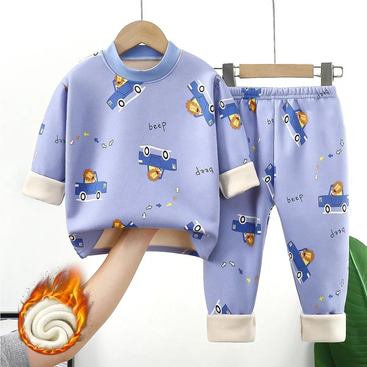 Boys Cartoon Warm Pajama Sets - itzy bitsy