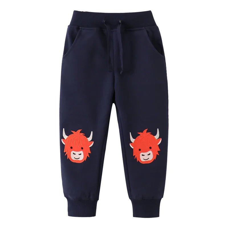 Boys Cute Embroidery Drawstring Trackpants - itzy bitsy
