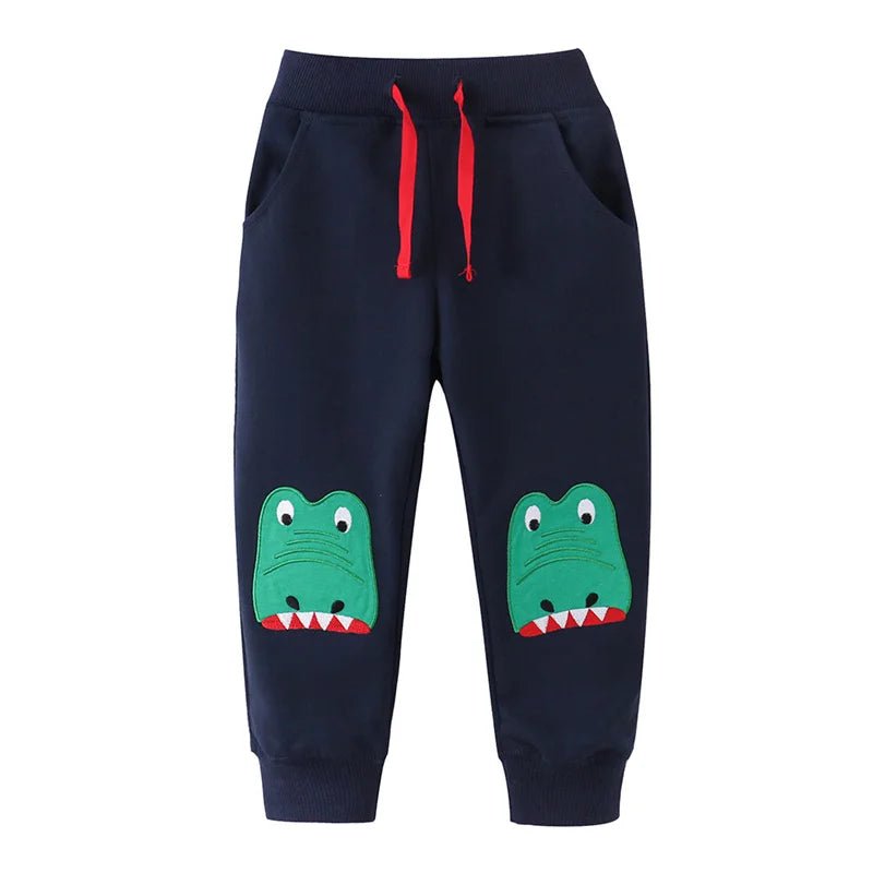 Boys Cute Embroidery Drawstring Trackpants - itzy bitsy