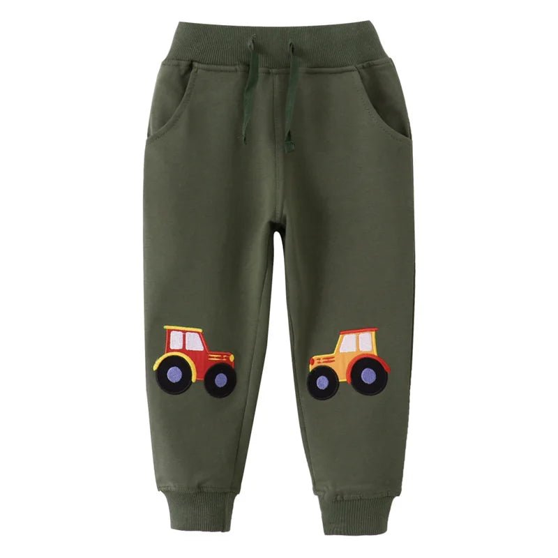 Boys Cute Embroidery Drawstring Trackpants - itzy bitsy