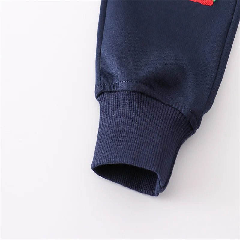 Boys Cute Embroidery Drawstring Trackpants - itzy bitsy