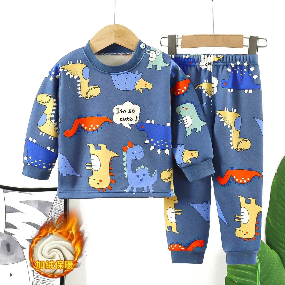 Boys Dino Warm Pajama Sets - itzy bitsy
