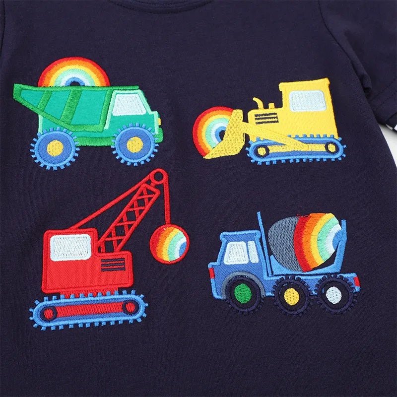 Boys Embroidered Dino & Vehicles Long Sleeves - itzy bitsy