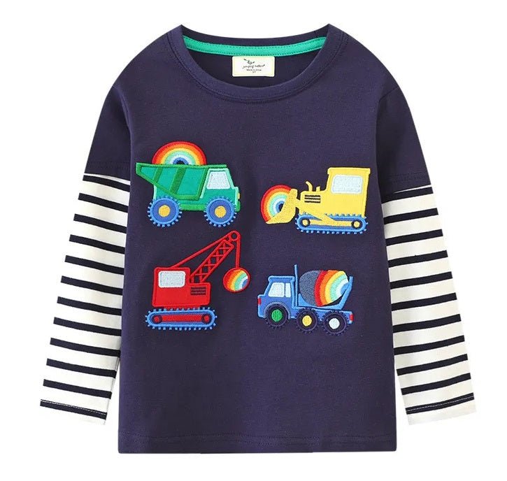 Boys Embroidered Dino & Vehicles Long Sleeves - itzy bitsy