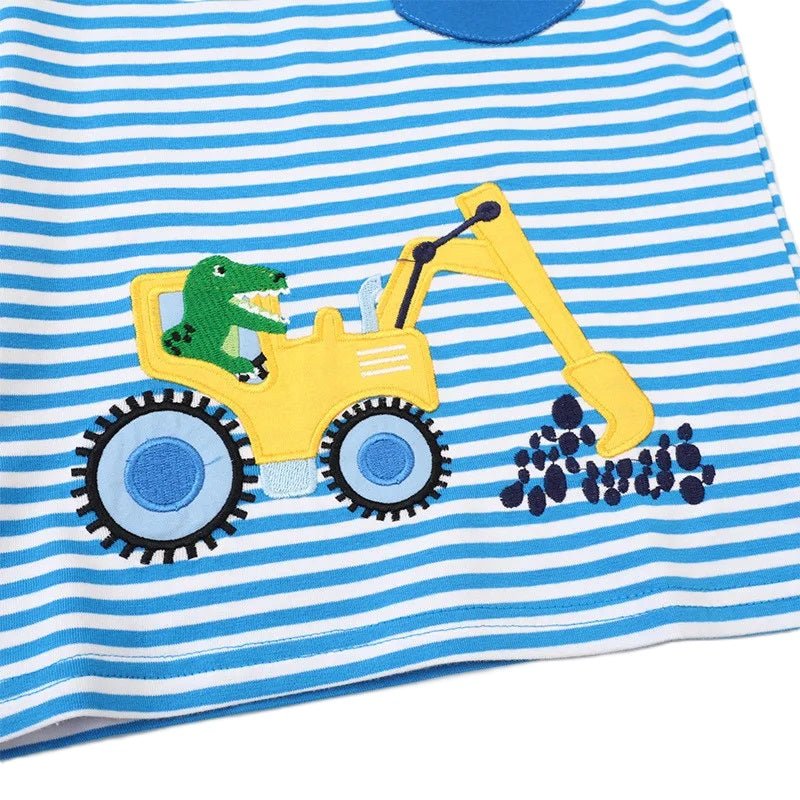 Boys Embroidered Dino & Vehicles Long Sleeves - itzy bitsy