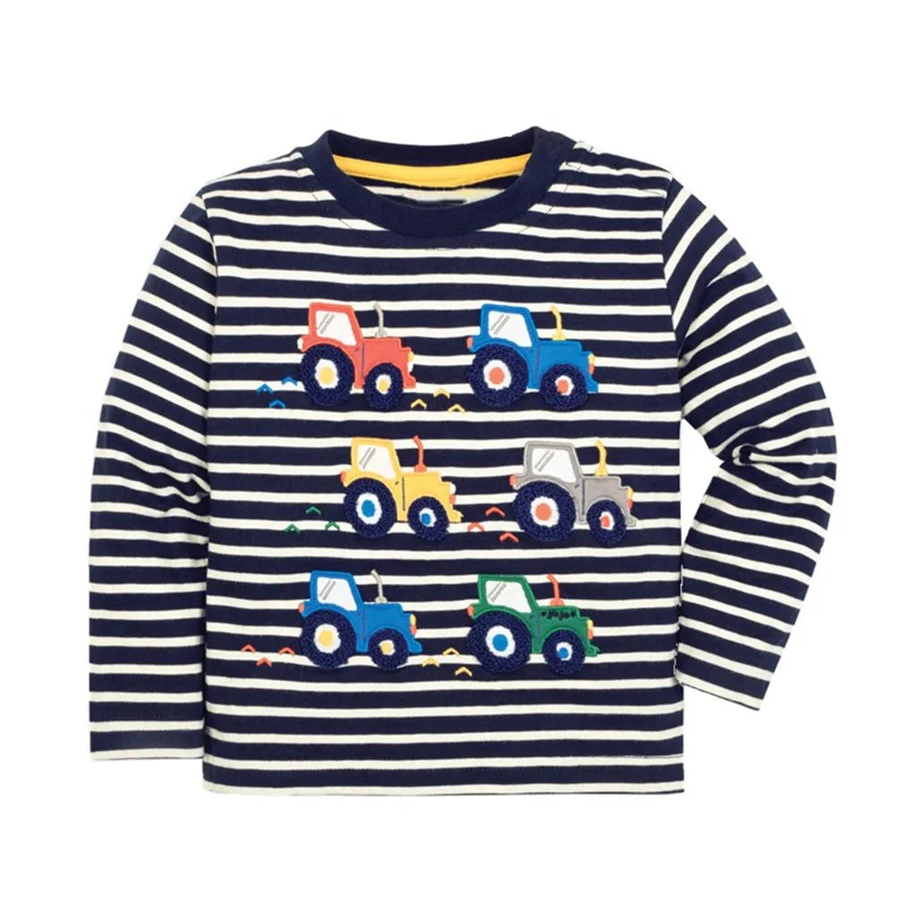 Boys Embroidered Dino & Vehicles Long Sleeves - itzy bitsy