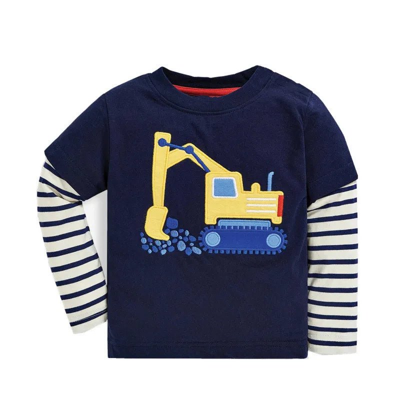 Boys Embroidered Dino & Vehicles Long Sleeves - itzy bitsy