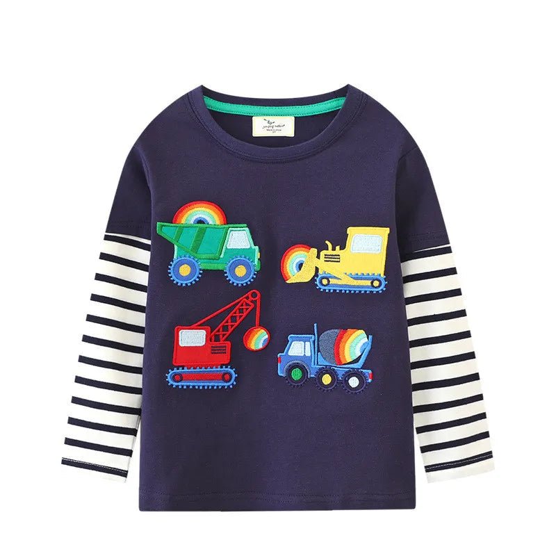 Boys Embroidered Dino & Vehicles Long Sleeves - itzy bitsy