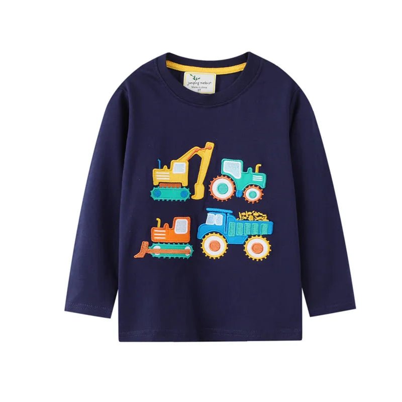Boys Embroidered Dino & Vehicles Long Sleeves - itzy bitsy