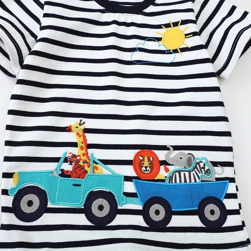 Boys Striped Animal Tour T Shirt - itzy bitsy