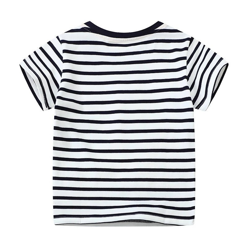 Boys Striped Animal Tour T Shirt - itzy bitsy