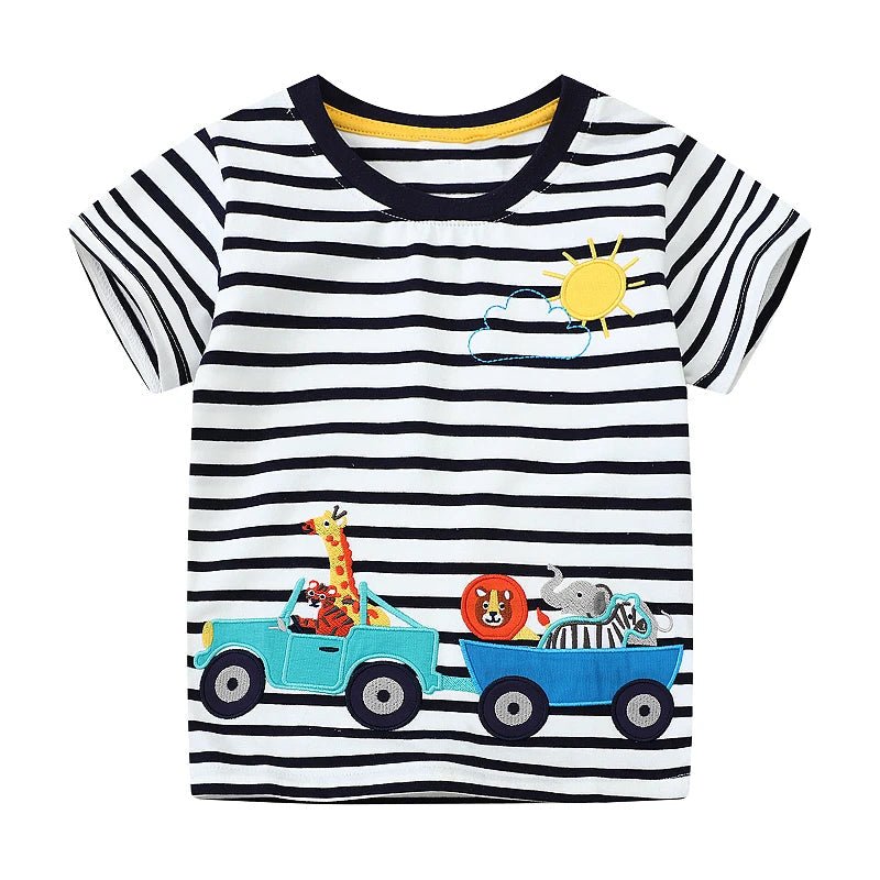 Boys Striped Animal Tour T Shirt - itzy bitsy